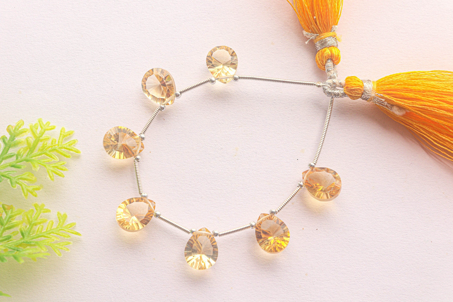 Citrine Pear Shape Concave Cut Beads | 8x10mm | 5 inch | Side Drill | Natural Gemstone for Jewelry | Beadsforyourjewellery Beadsforyourjewelry