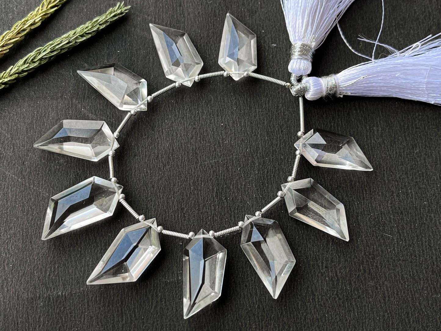 Crystal Quartz Spindle shape Faceted beads Beadsforyourjewelry