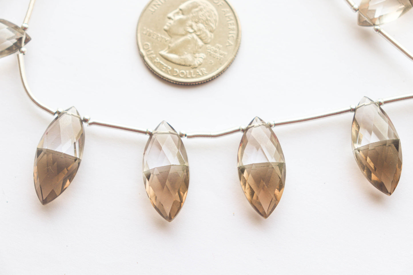 Crystal & Smoky Quartz Combination faceted beads Marquise Shape | 10x22mm | 10 Pieces | 8 inch String | Beadsforyourjewellery Beadsforyourjewelry
