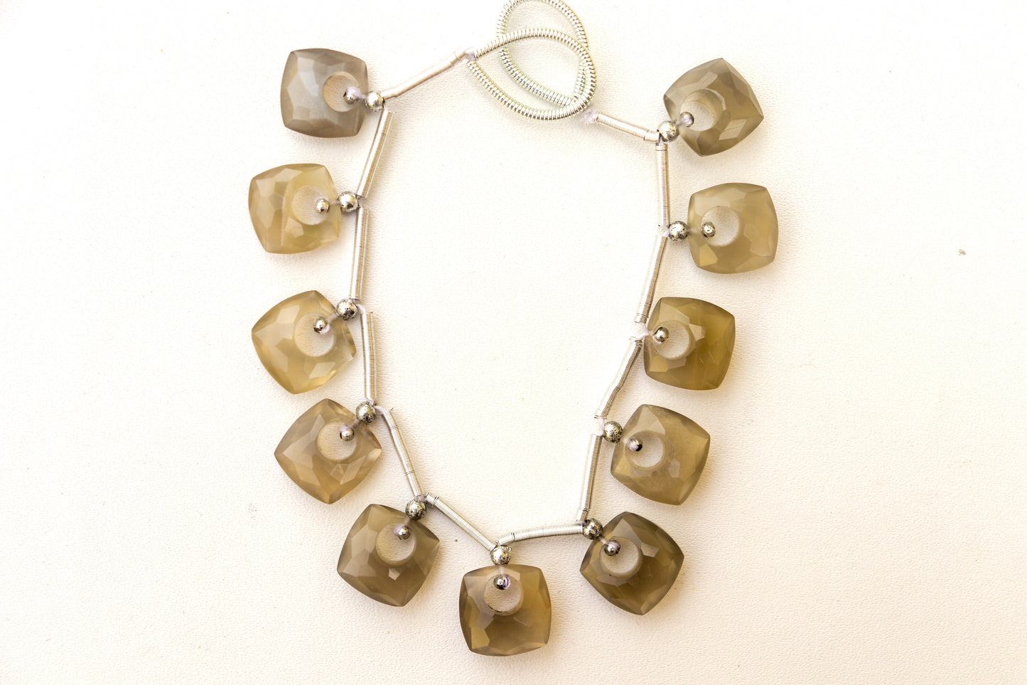 GREY MOONSTONE Faceted Hoop Cushion Shape Beadsforyourjewelry