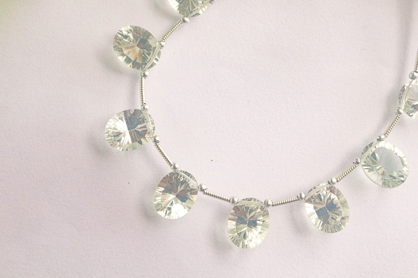 Green Amethyst Concave cut Oval Shape Beads Beadsforyourjewelry