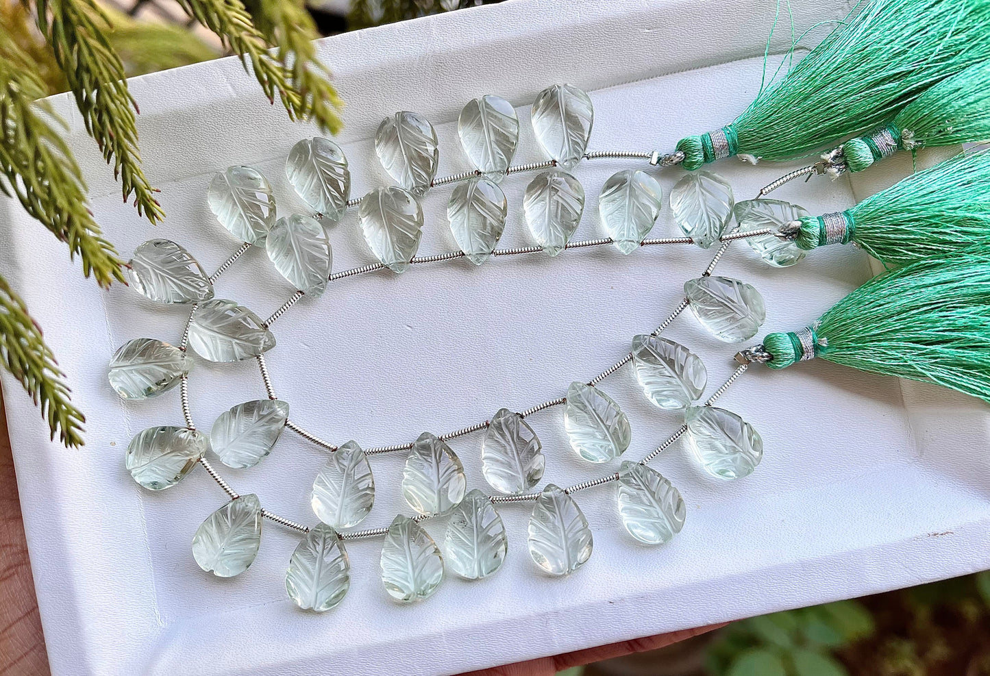 Green Amethyst Leaf Carved Beads Beadsforyourjewelry