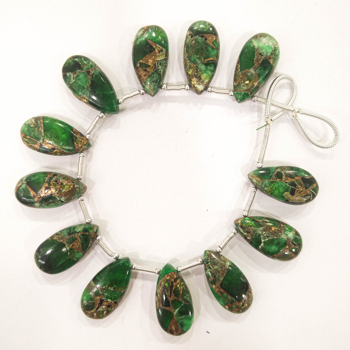 Green Composite Gemstone Pear Shape Briolette Side Drill Beads Beadsforyourjewelry