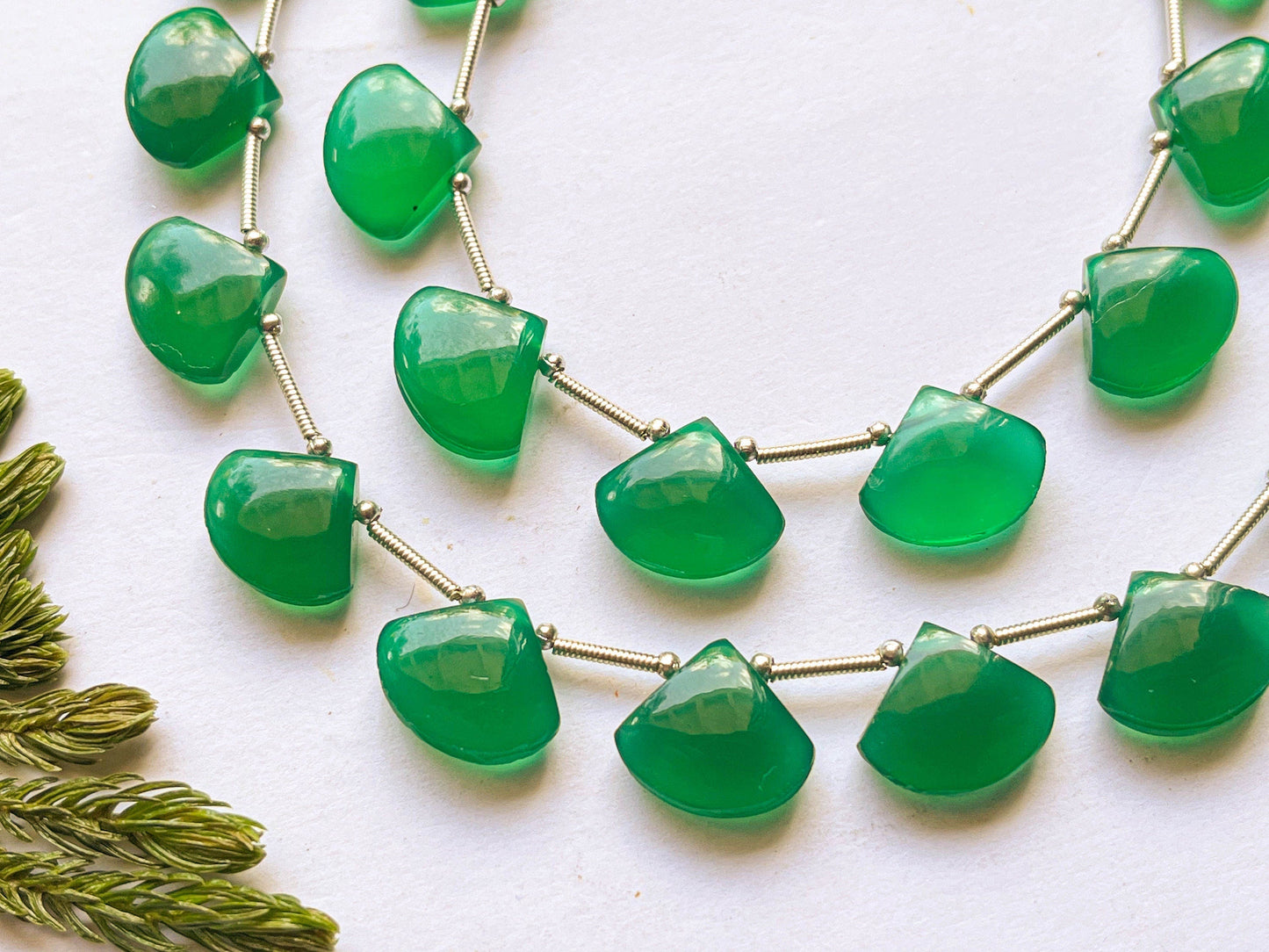 Green Onyx Fan Shape Smooth Briolette Beads, Green Onyx Beads, Green Onyx Briolette, Green Onyx Gemstone Beads, 12x14mm, 10 Pieces Beadsforyourjewelry