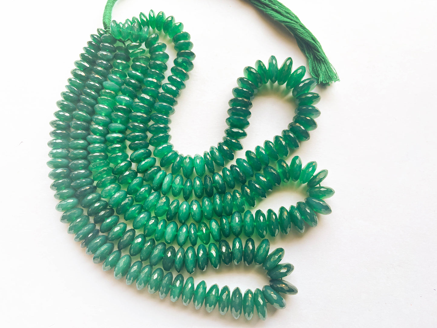 Green Onyx Micro Faceted German Cut Rondelle Beads Beadsforyourjewelry