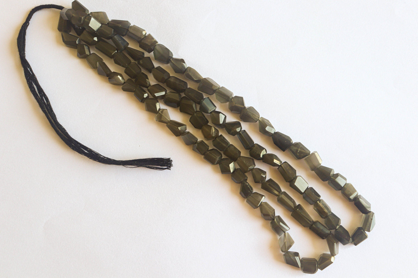 Grey Moonstone Faceted Uneven Tumbles | 16 inch String | 8x10mm | 44 Pieces | Center drill | Natural Gemstone Beads for jewelry making Beadsforyourjewelry