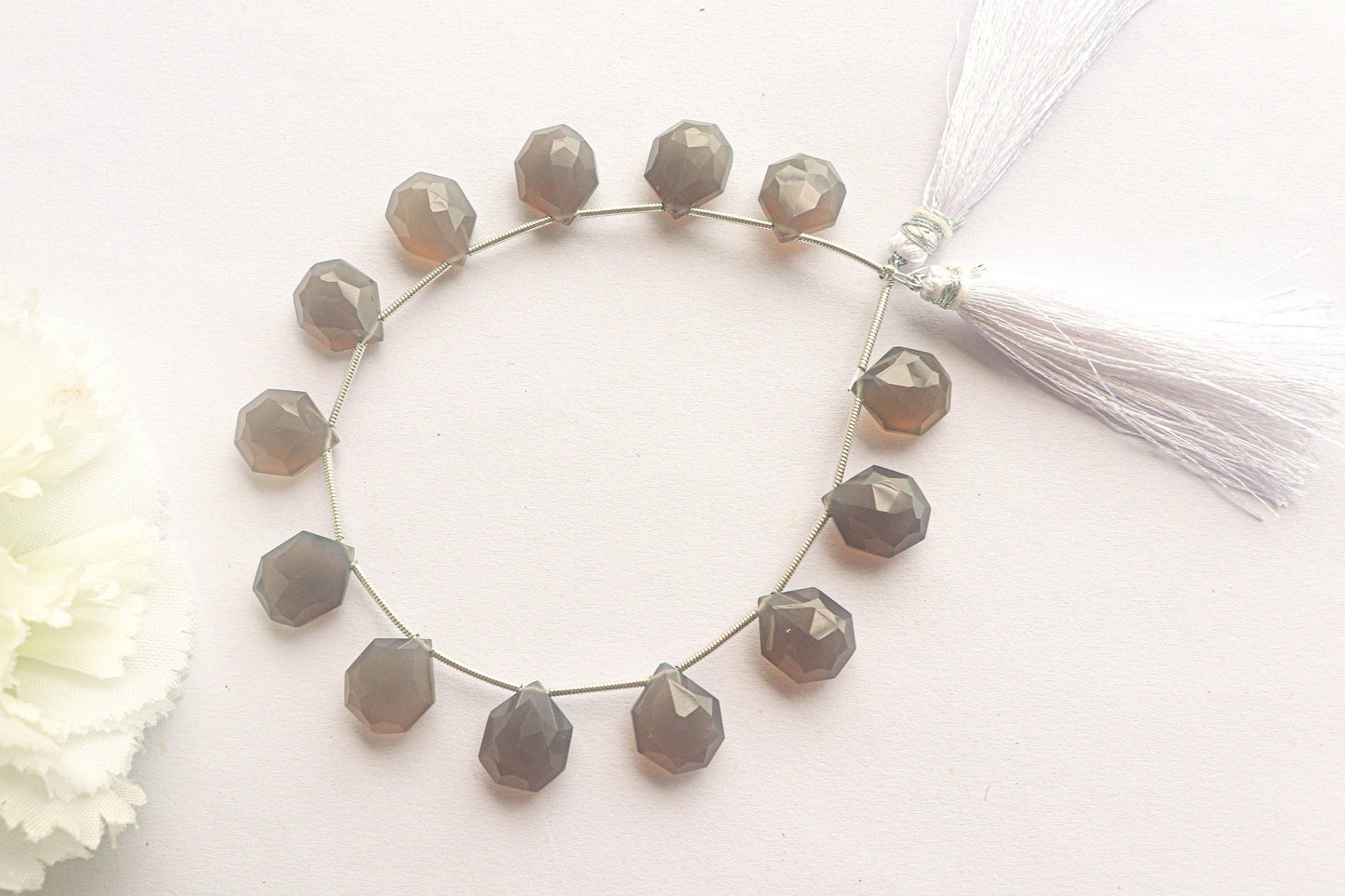 Grey Onyx Faceted Tumble Shape Drops | 10x13mm | 13 Pieces | Natural Gemstone for Jewelry | Beads for jewelry | Beadsforyourjewelry