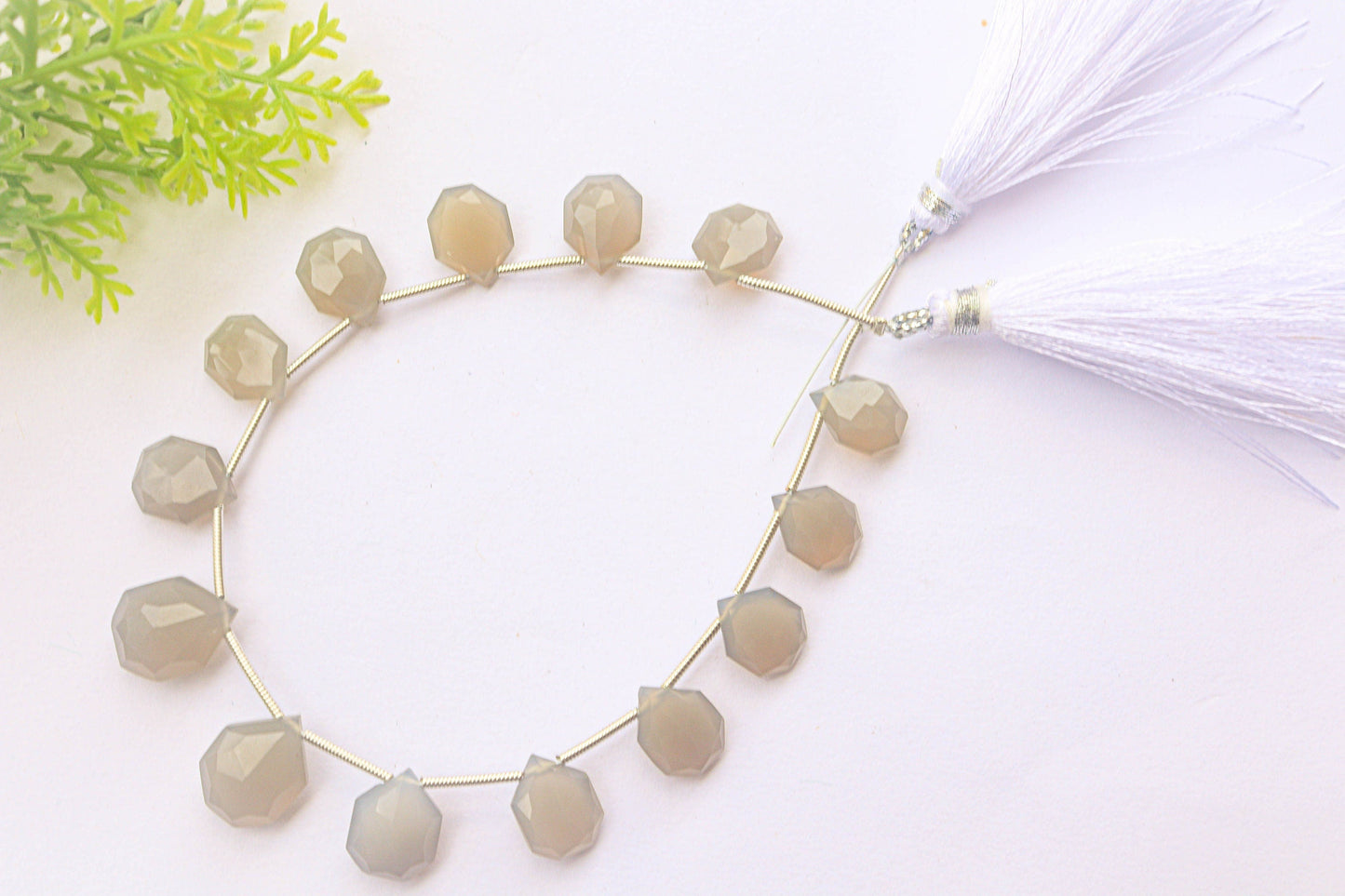 Grey Onyx Faceted Tumble Shape Drops | 8x10mm to 10x13mm | 14 Pieces | Natural Gemstone for Jewelry | Beads for jewelry | Beadsforyourjewelry