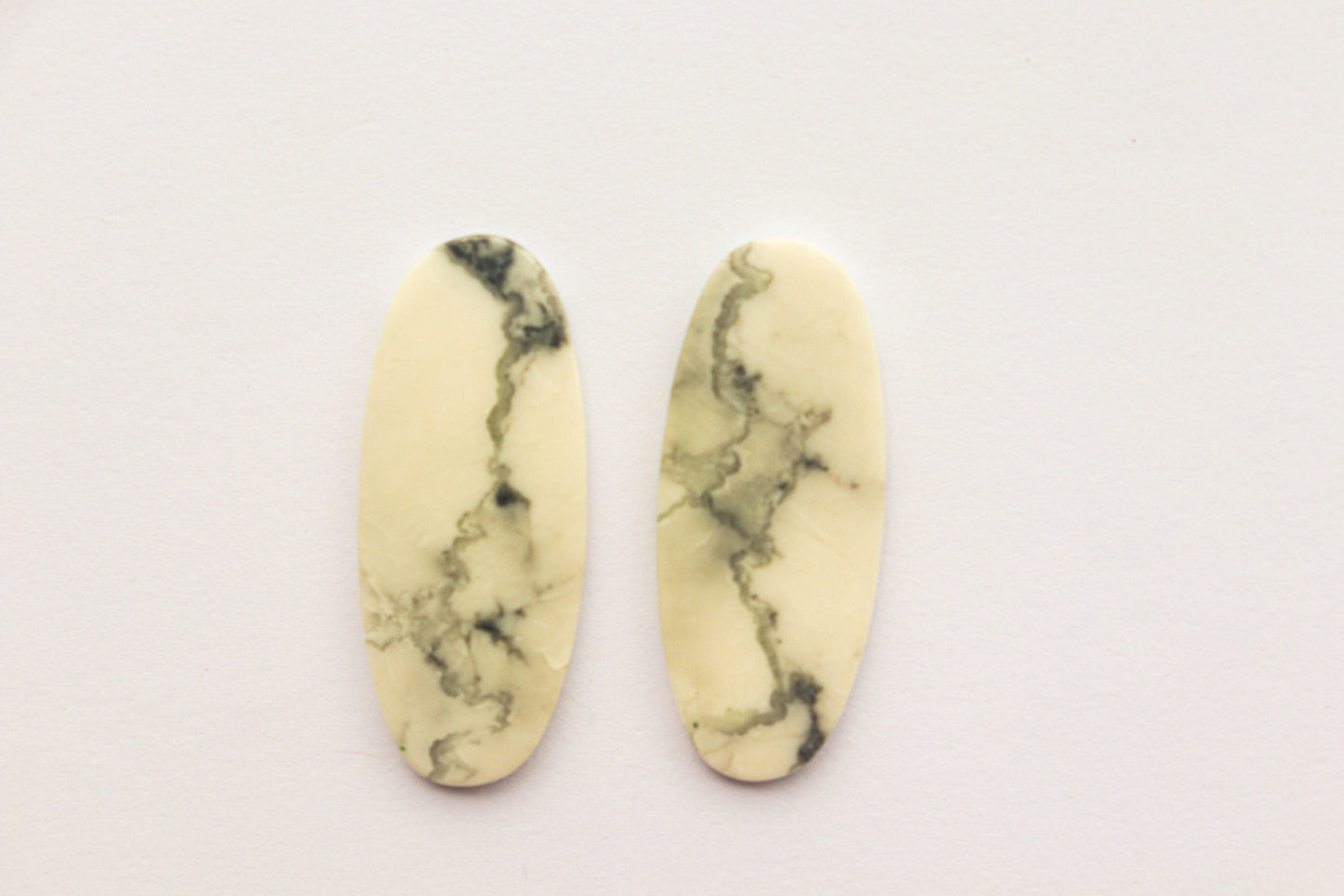 Howlite Cabochon Matching Pair | Oval Shape | 17x42mm | 2 Pieces | | Drill Optional | Flatback | Natural Gemstone Beads for jewelry making Beadsforyourjewelry