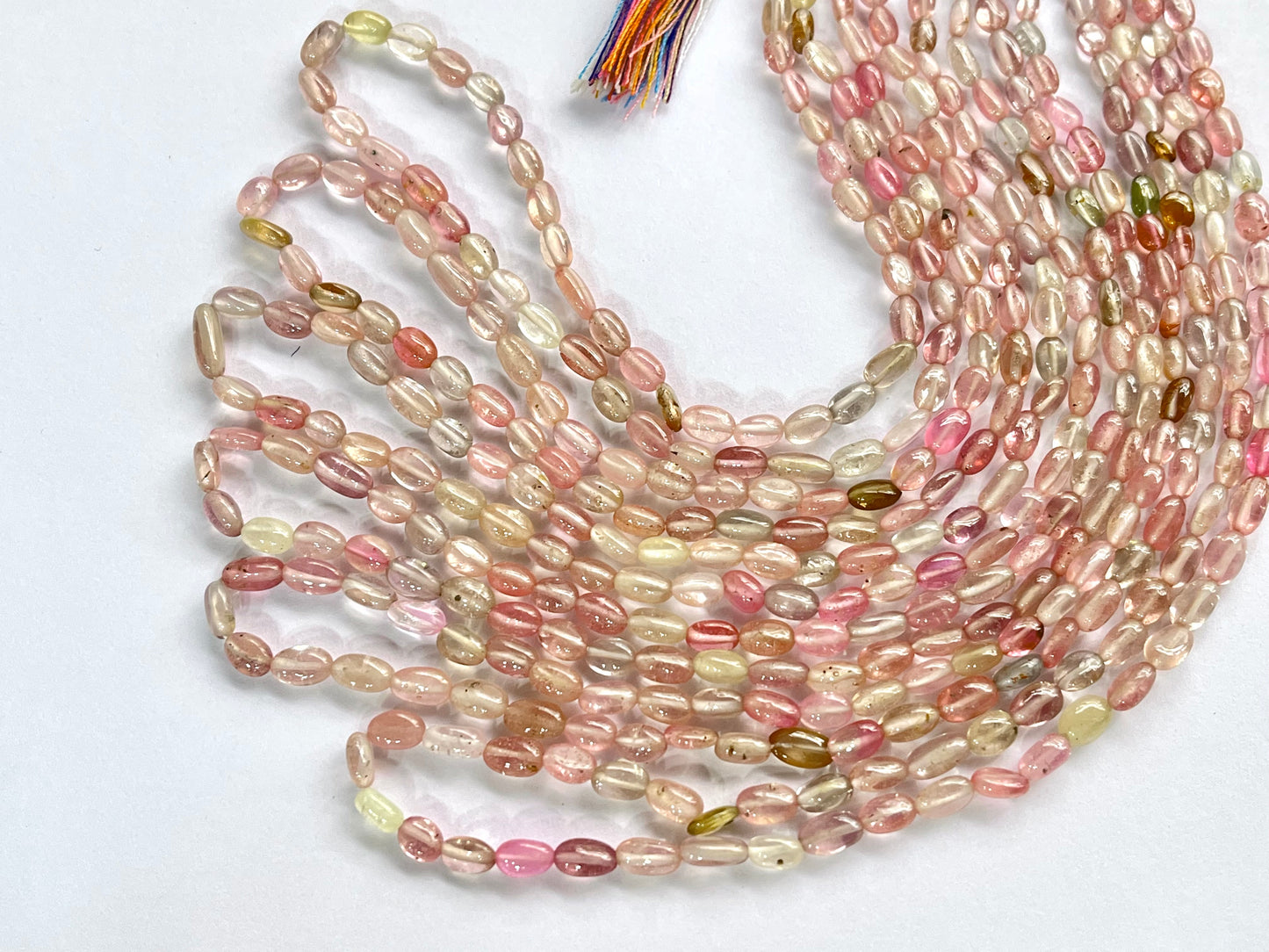 Pastel Shade! Natural Multi Sapphire Beads smooth oval shape beads