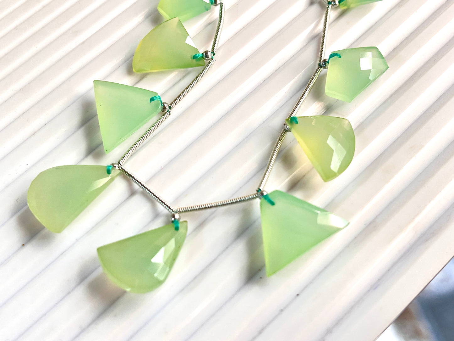 Pastel Green Onyx Faceted Mix Shape Cut stone Beads