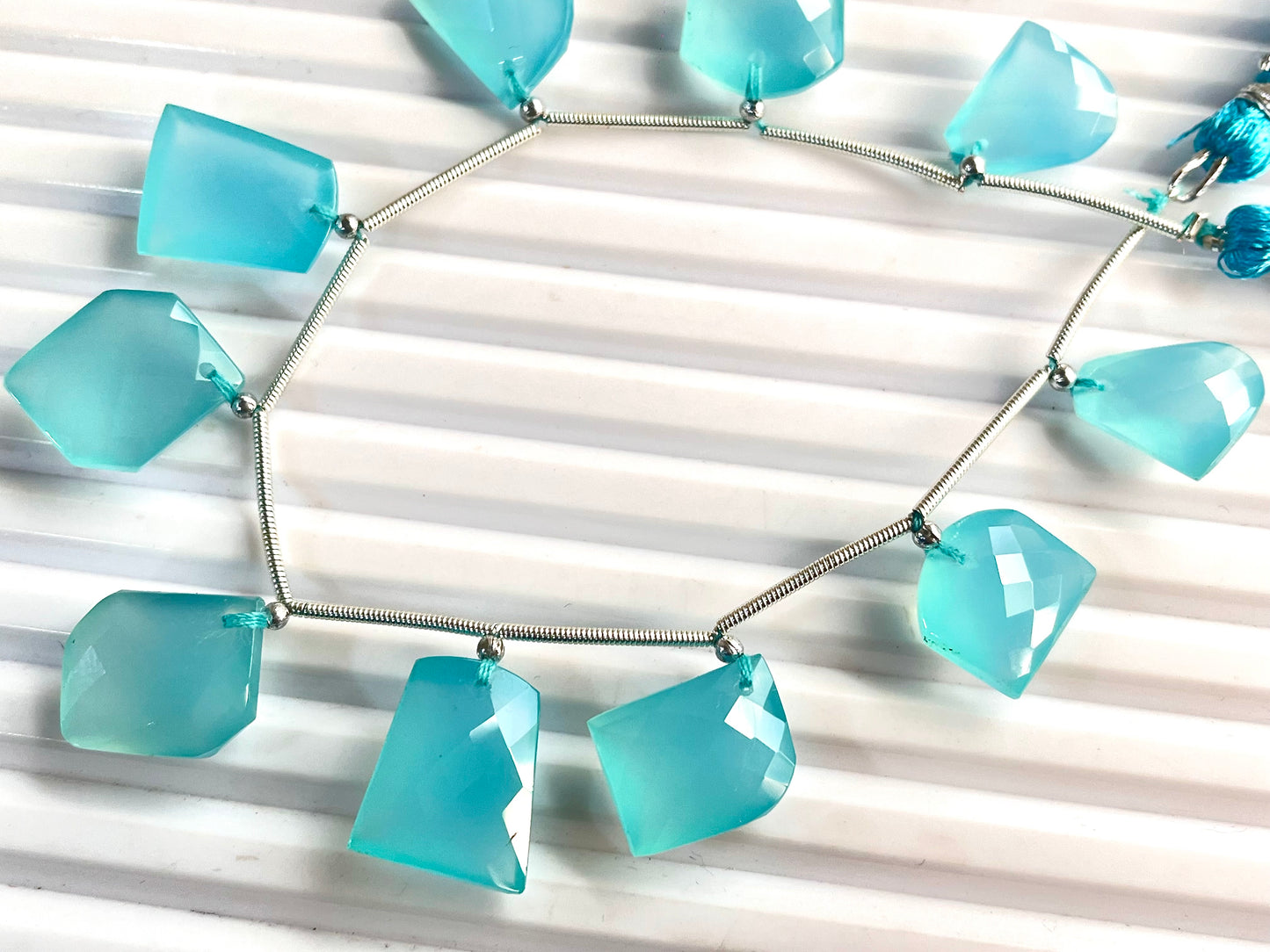 Aqua Blue Onyx Faceted Mix Shape Cut stone Beads