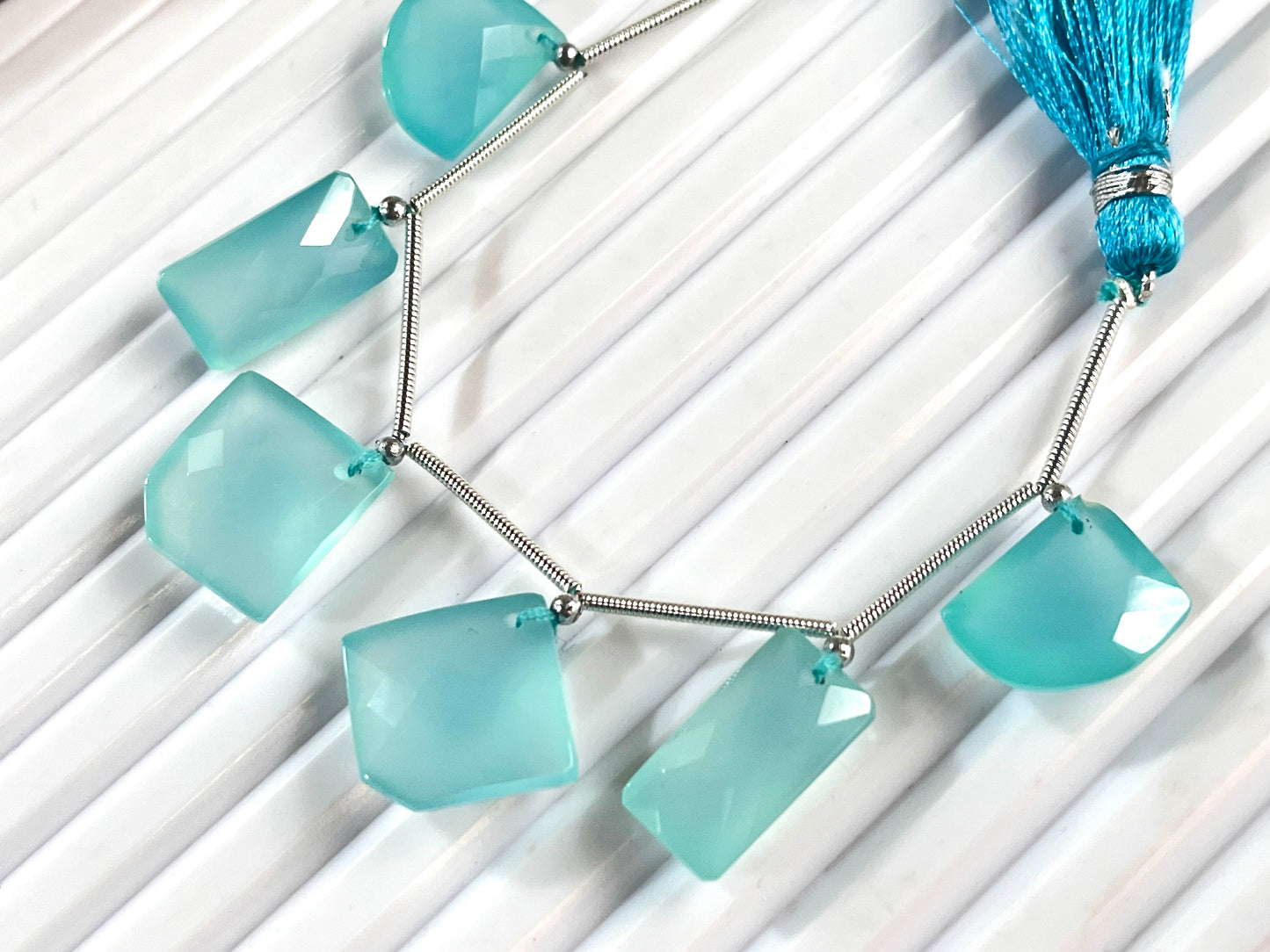 Aqua Blue Onyx Faceted Mix Shape Cut stone Beads