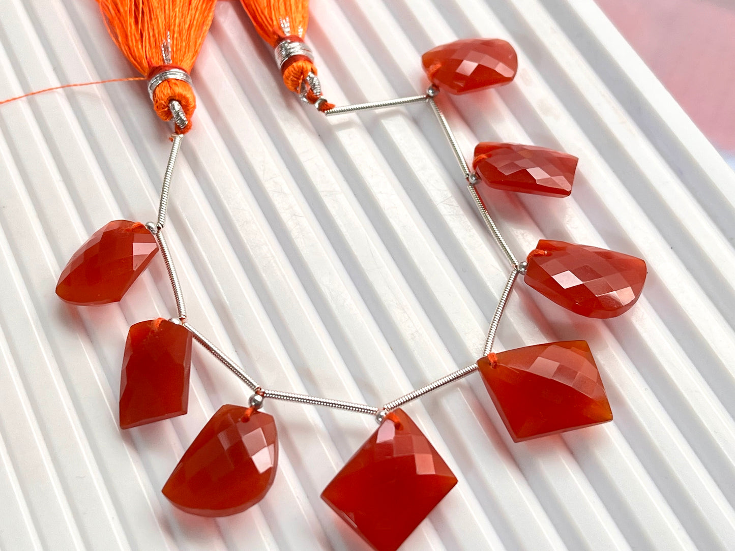 Orange Onyx Faceted Mix Shape Cut stone Beads