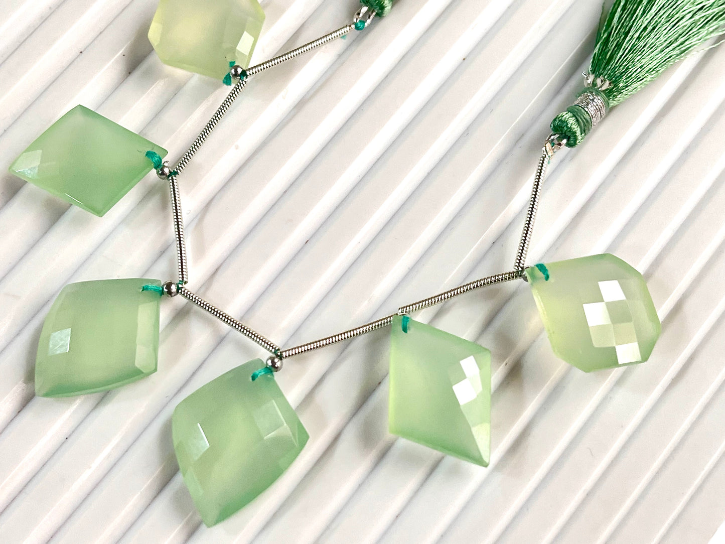 Pastel Green Onyx Faceted Mix Shape Cut stone Beads