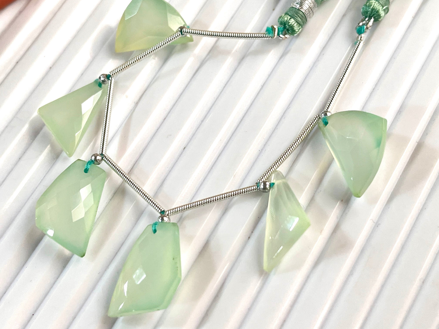 Pastel Green Onyx Faceted Mix Shape Cut stone Beads