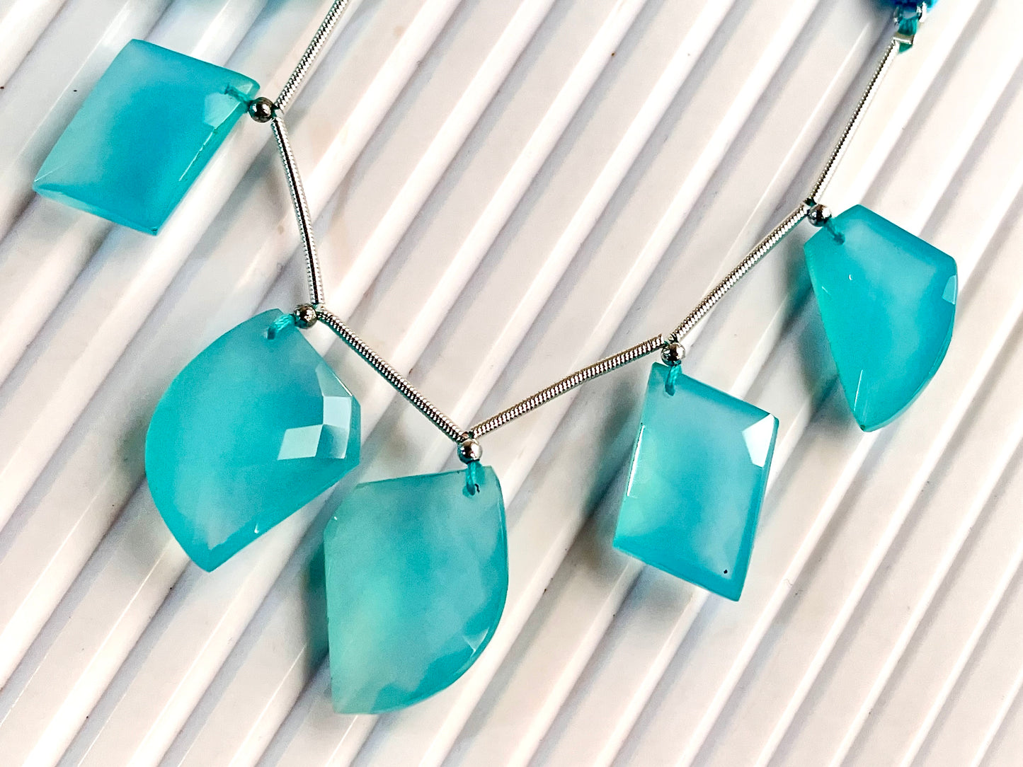 Aqua Blue Onyx Faceted Mix Shape Cut stone Beads