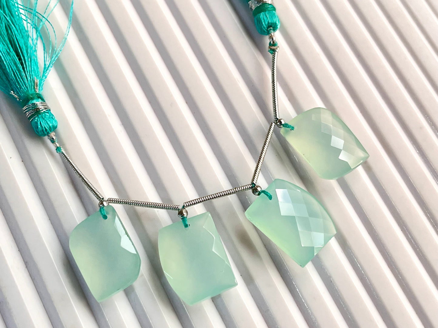 Pastel Green Onyx Faceted Mix Shape Cut stone Beads