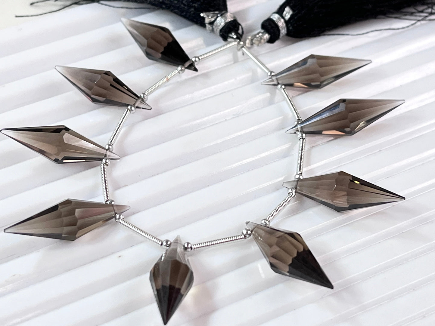 Smoky Quartz faceted pointed Drops