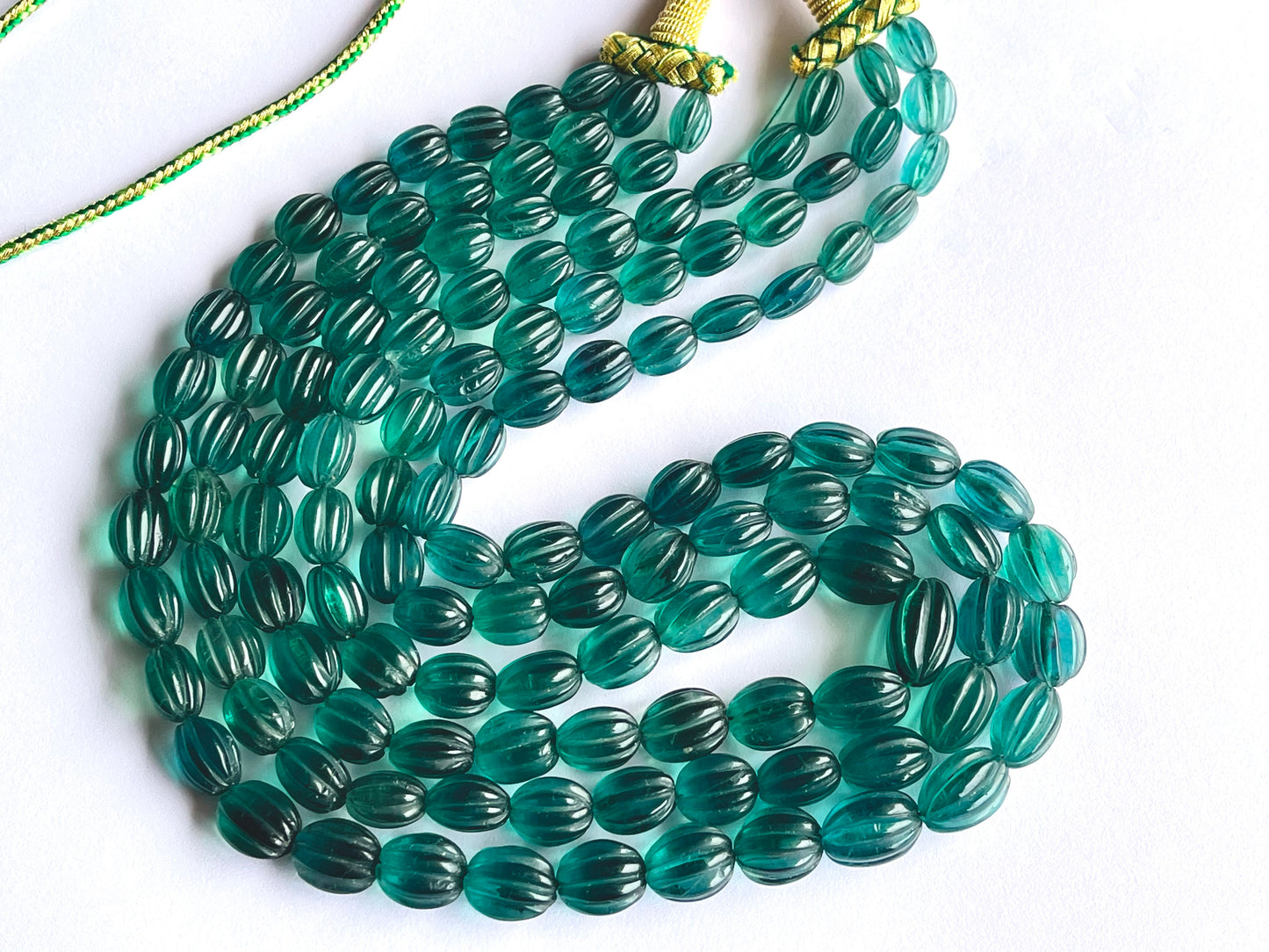 Natural Greenish Blue Fluorite Carved Beads
