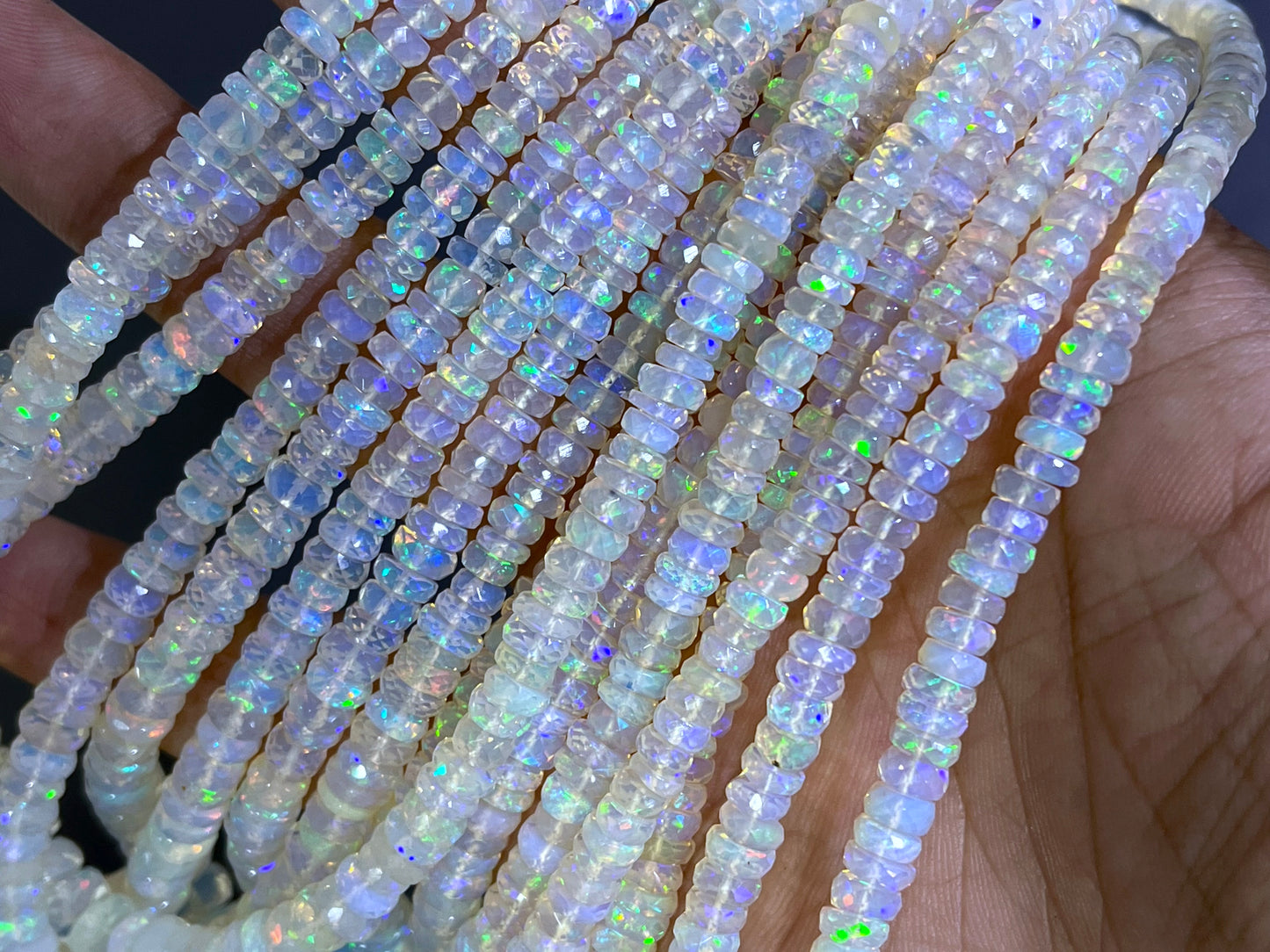 Natural Ethiopian Opal Faceted Rondelle Beads for Jewelry making