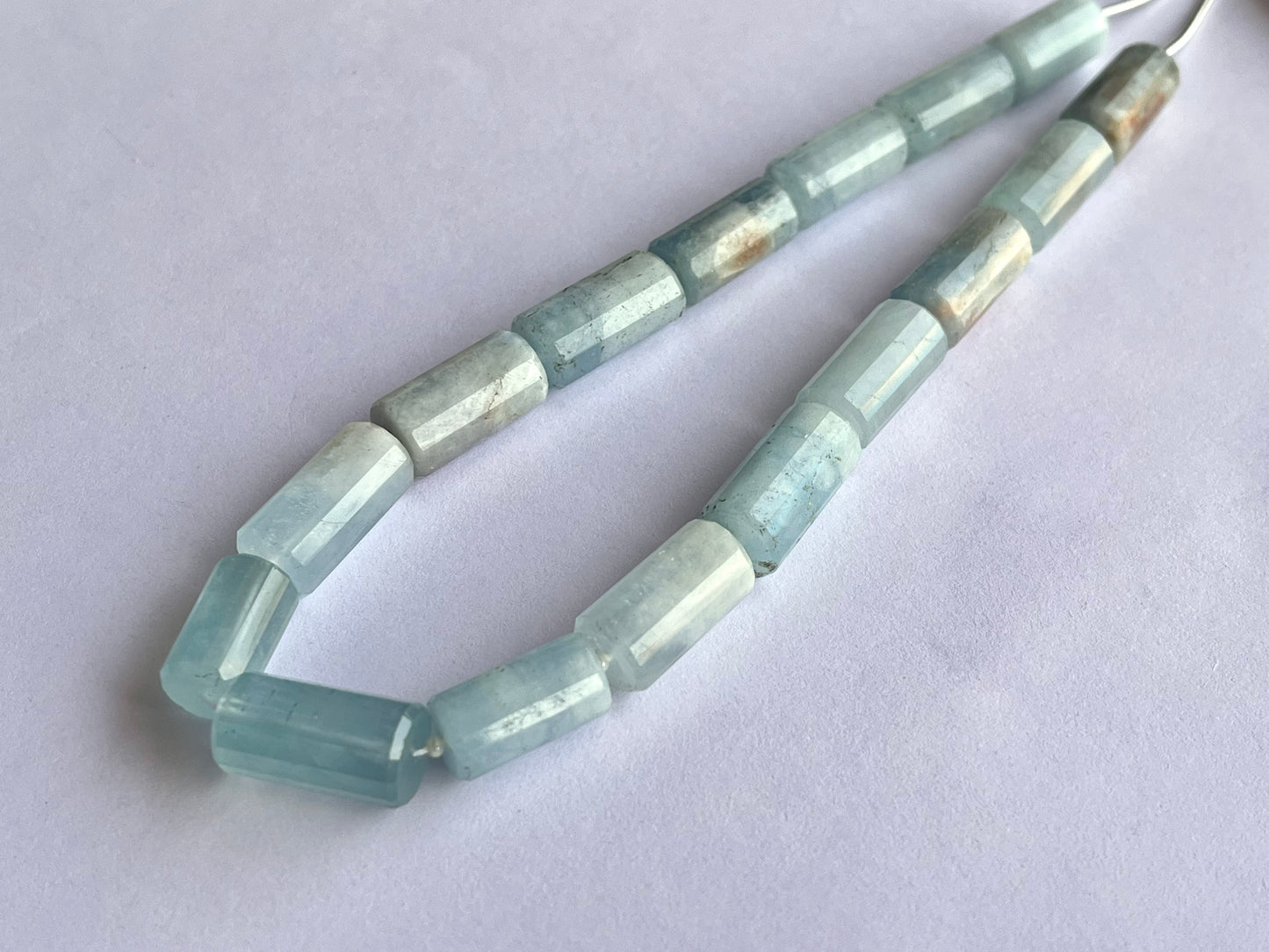 Milky Aquamarine Big faceted Cylindrical Beads