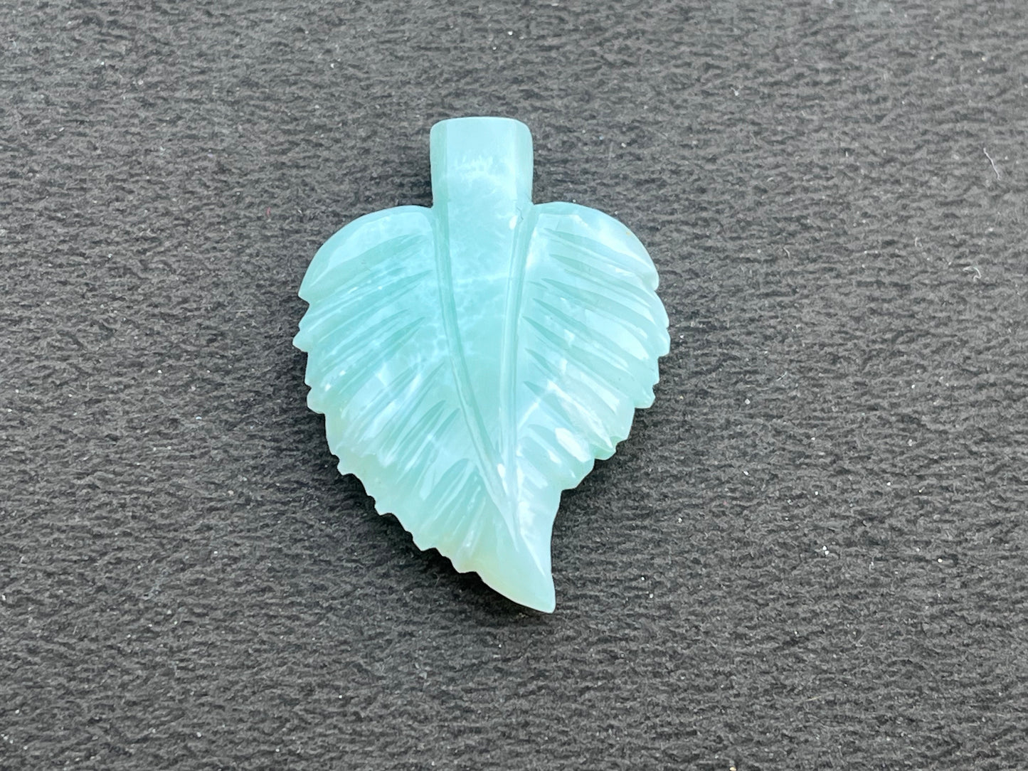 Natural Larimar Hand Carved Gemstone Leaf shape Figurine (with Hole)