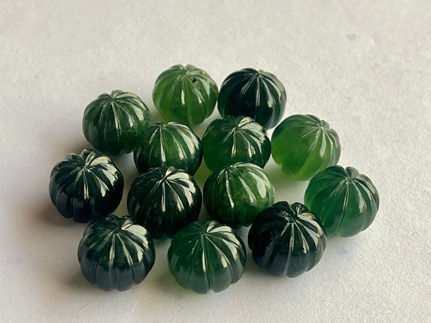 Natural Serpentine Gemstone Hand Carved Melons Loose