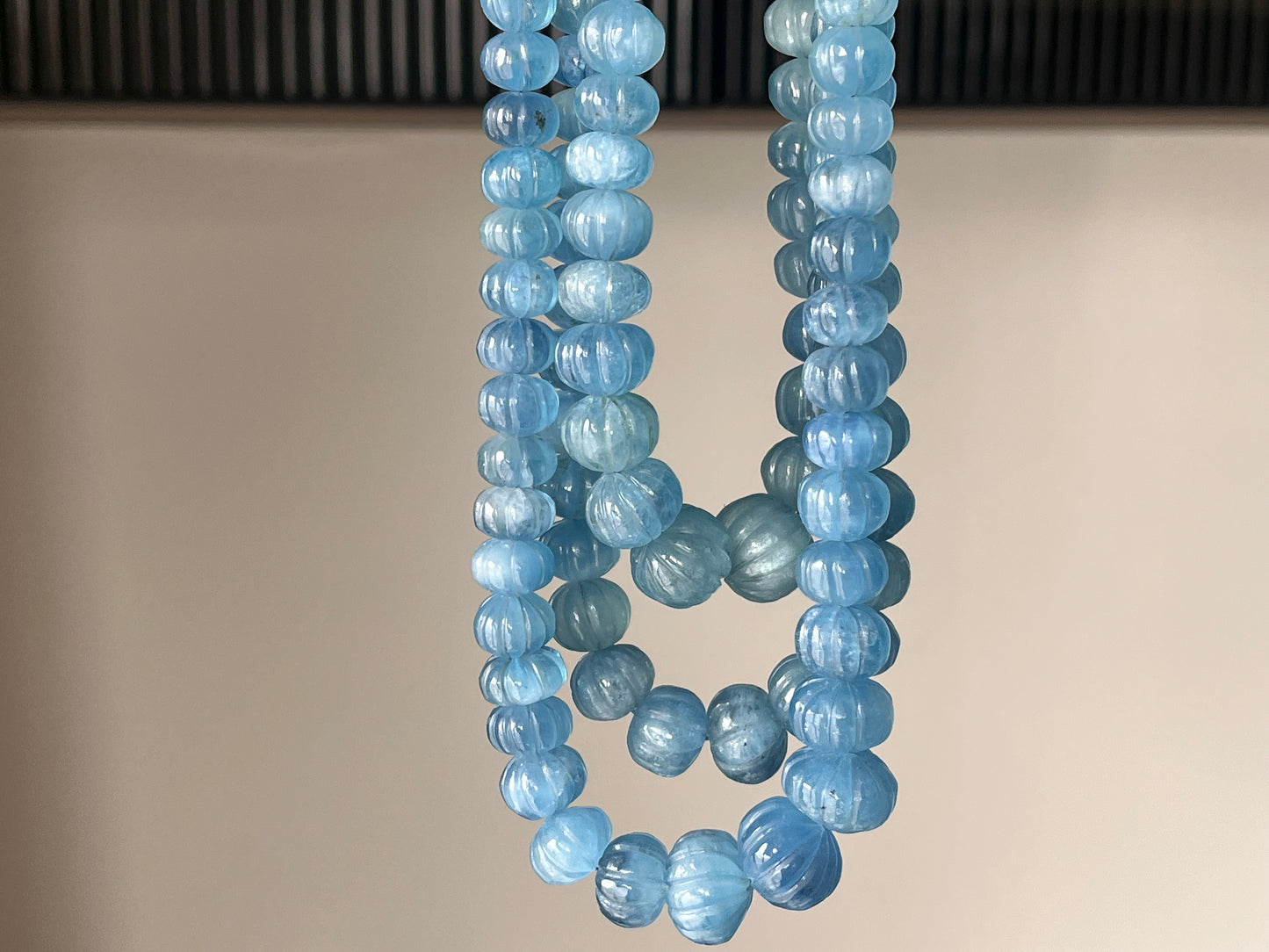 Aquamarine Carved Melons Shape Beads