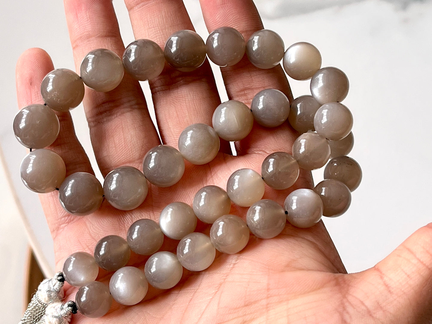 Grey Moonstone smooth Spherical shape beads