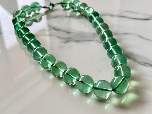 Natural Green Fluorite Smooth Spherical Shape Beads