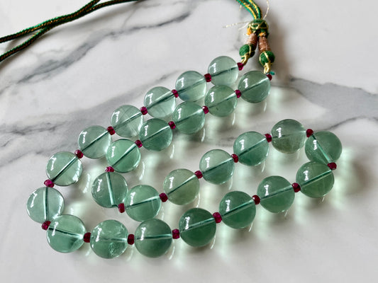 Natural Green Fluorite Smooth Spherical Shape Beads