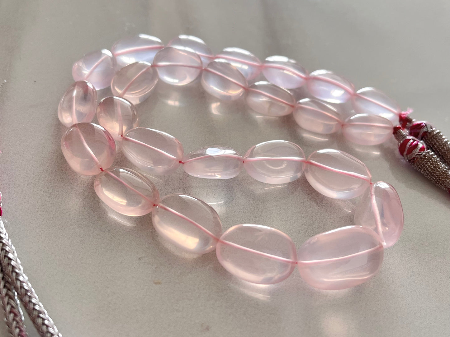Natural Rose Quartz Gemstone Smooth Tumble Shape Beads