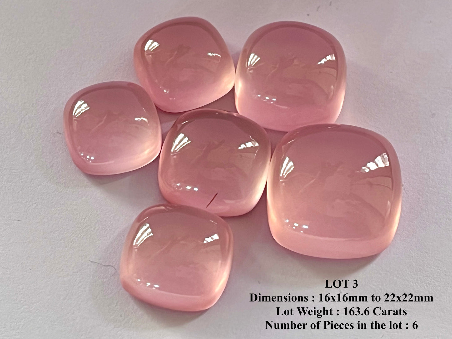 Natural Madagascar Rose Quartz Cabochon Gemstone Lot