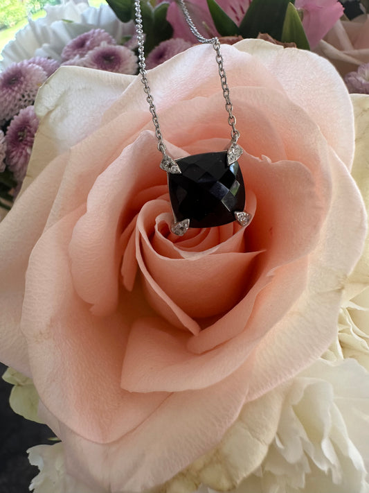 Sterling Silver Black Onyx Pendant Necklace