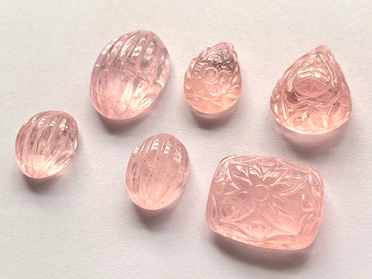 Natural Hand carved Morganite gemstone carved cab