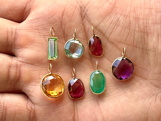 Solid 18k Pendant Gemstone charm