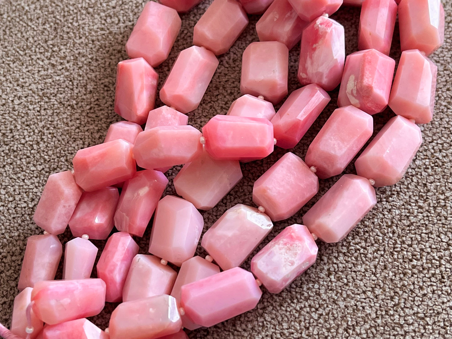 Natural Pink Opal Uneven Faceted Tumble Shape Beads