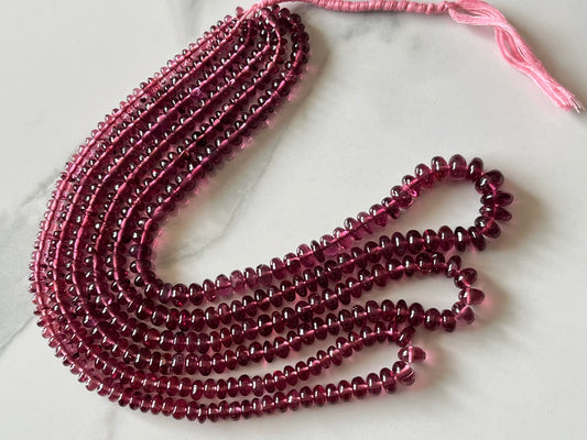 Rhodolite Garnet Smooth Rondelle Shape Beads
