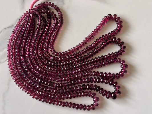 Rhodolite Garnet Smooth Rondelle Shape Beads