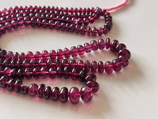 Rhodolite Garnet Smooth Rondelle Shape Beads