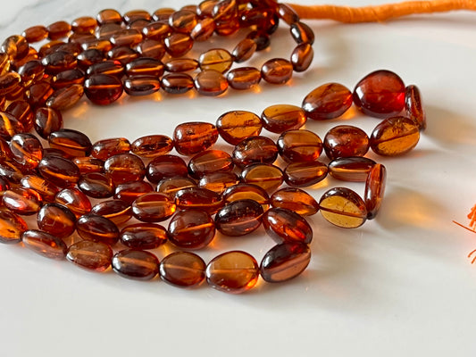 Hessonite Garnet Smooth tumble Shape Beads