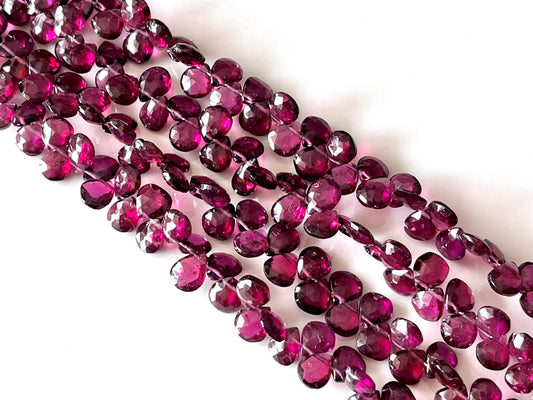 Rhodolite Garnet Faceted Heart Briolette beads