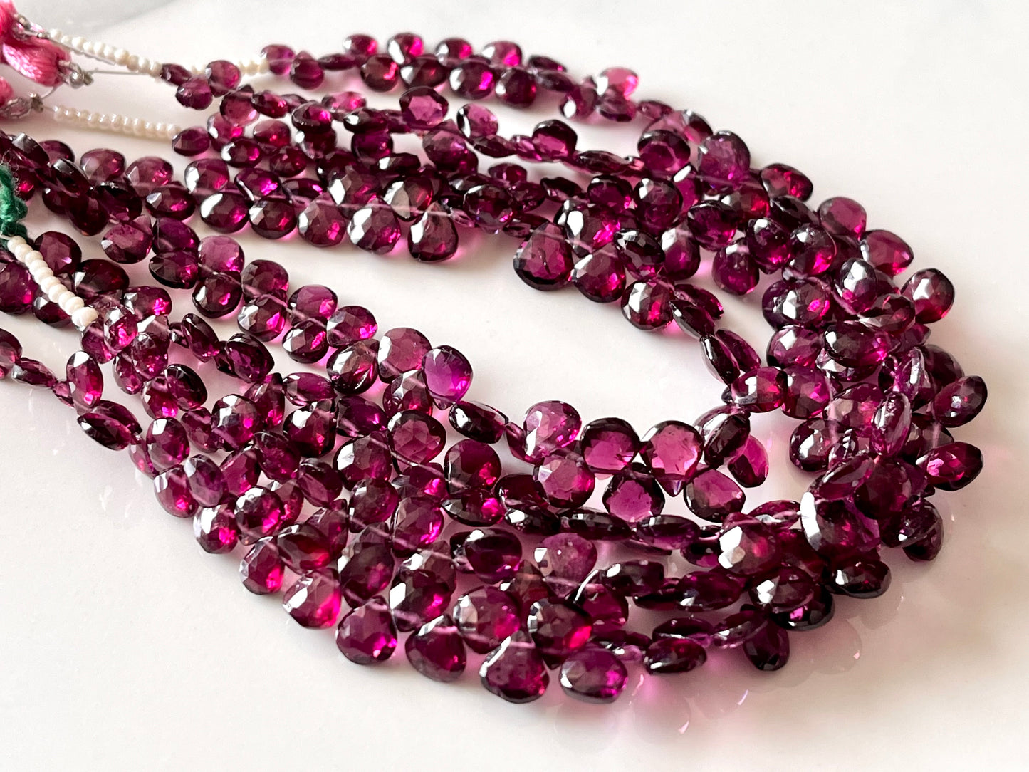Rhodolite Garnet Faceted Heart Briolette beads