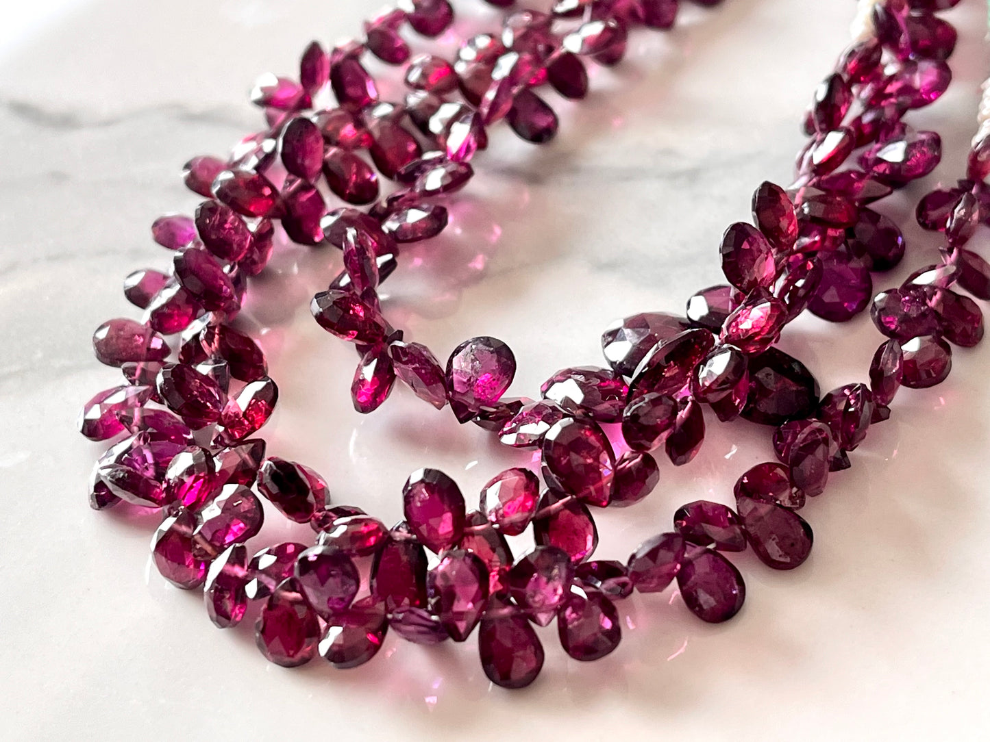 Rhodolite Garnet Faceted Pear Briolette beads