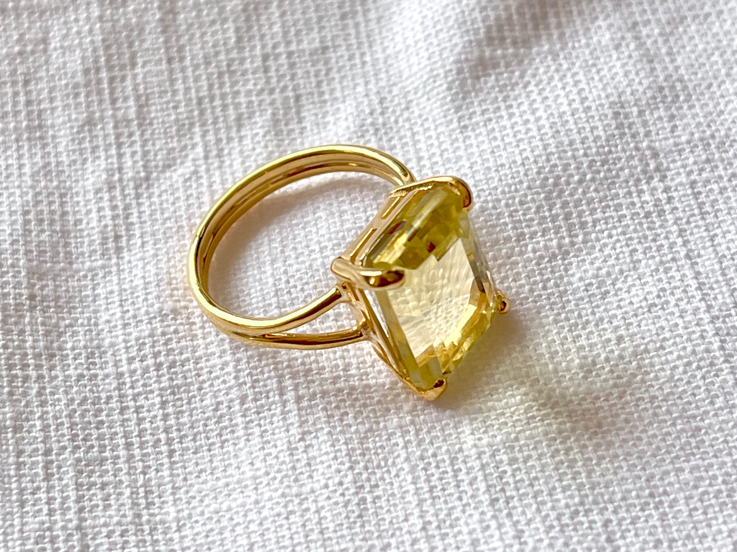 Lemon Quartz 925 Silver Ring