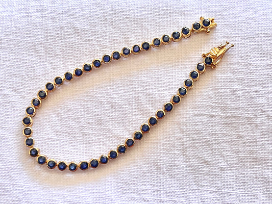 Blue Sapphire Tennis Solid 18K Bracelet