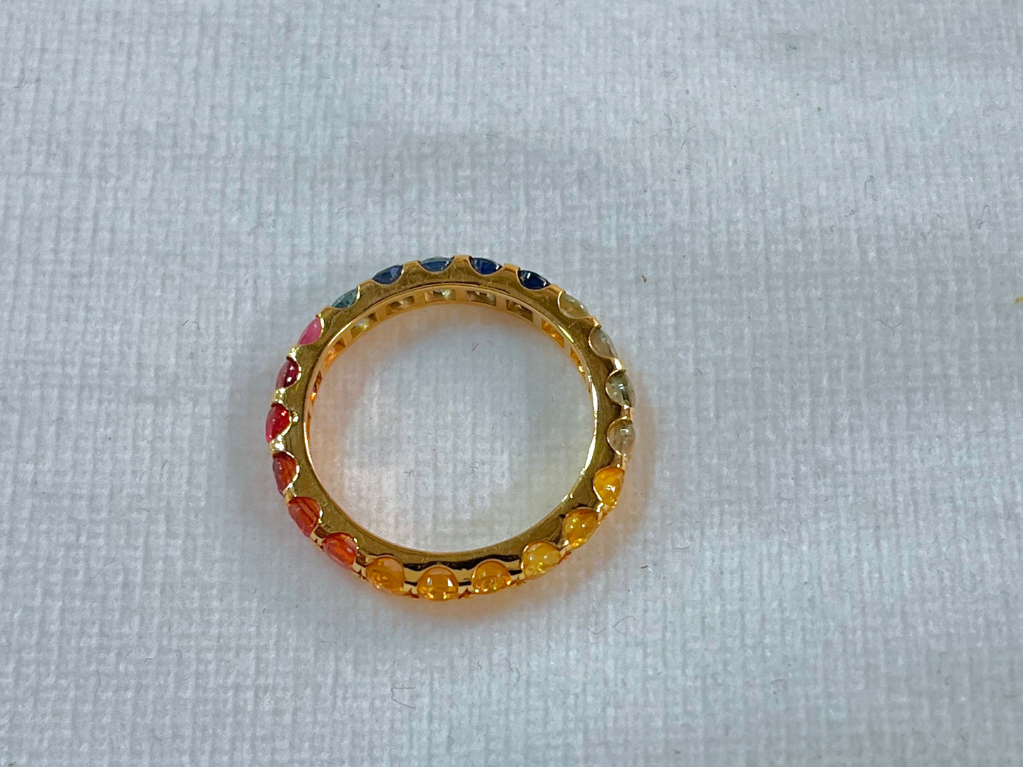 Rainbow Sapphire Gemstone Colourful Eternity Ring