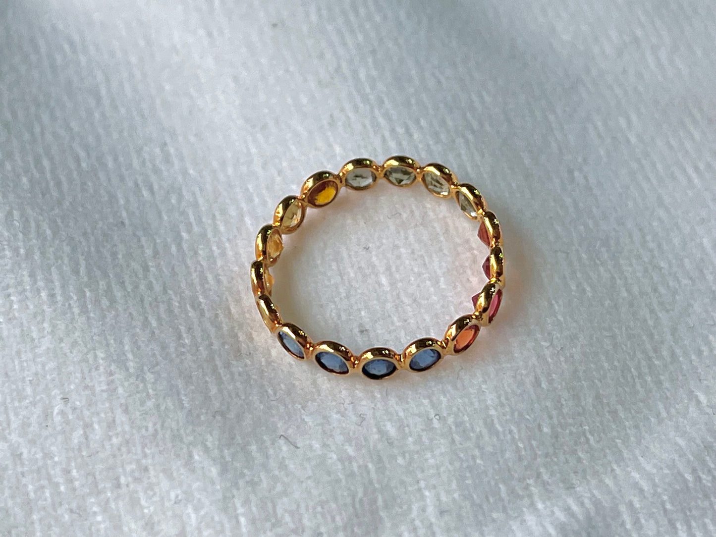 Rainbow Sapphire Gemstone Colourful Eternity Ring