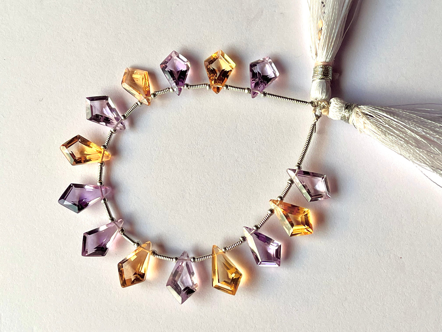 Natural Amethyst and citrine kite shape gemstone beads
